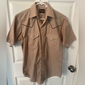 Plains Vintage Size S Men's Tan Pearl snap Western Shirt good condition